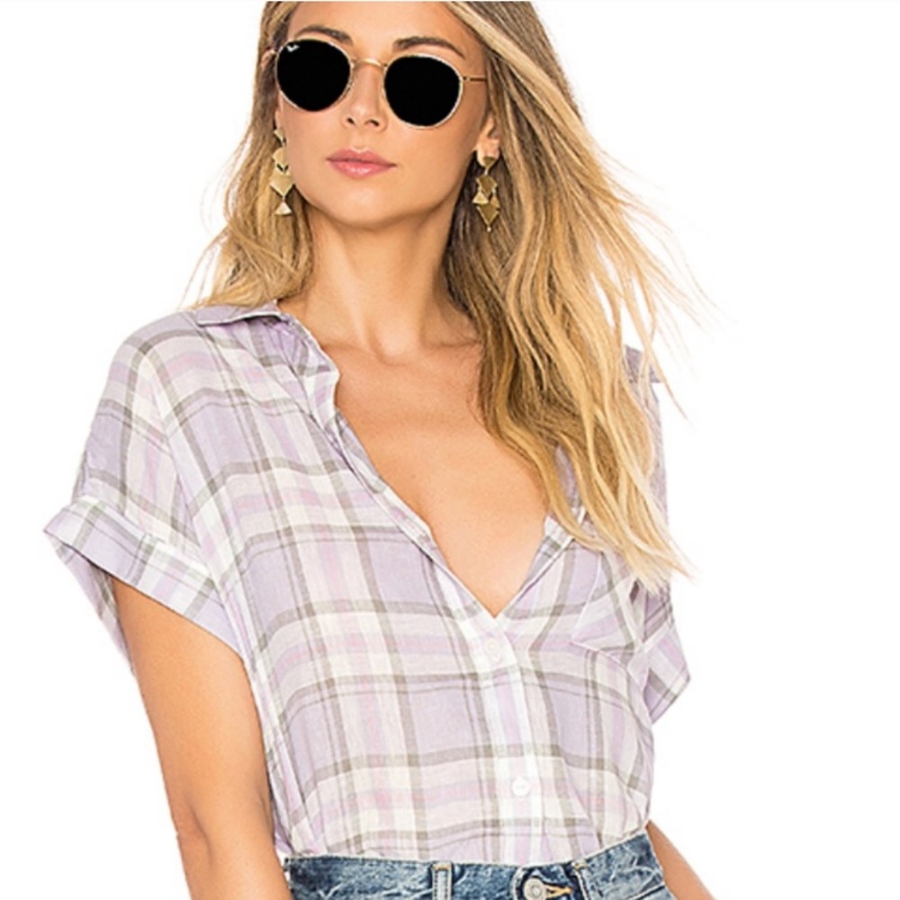 NWT Sanctuary Plaid Blouse Green and Blue